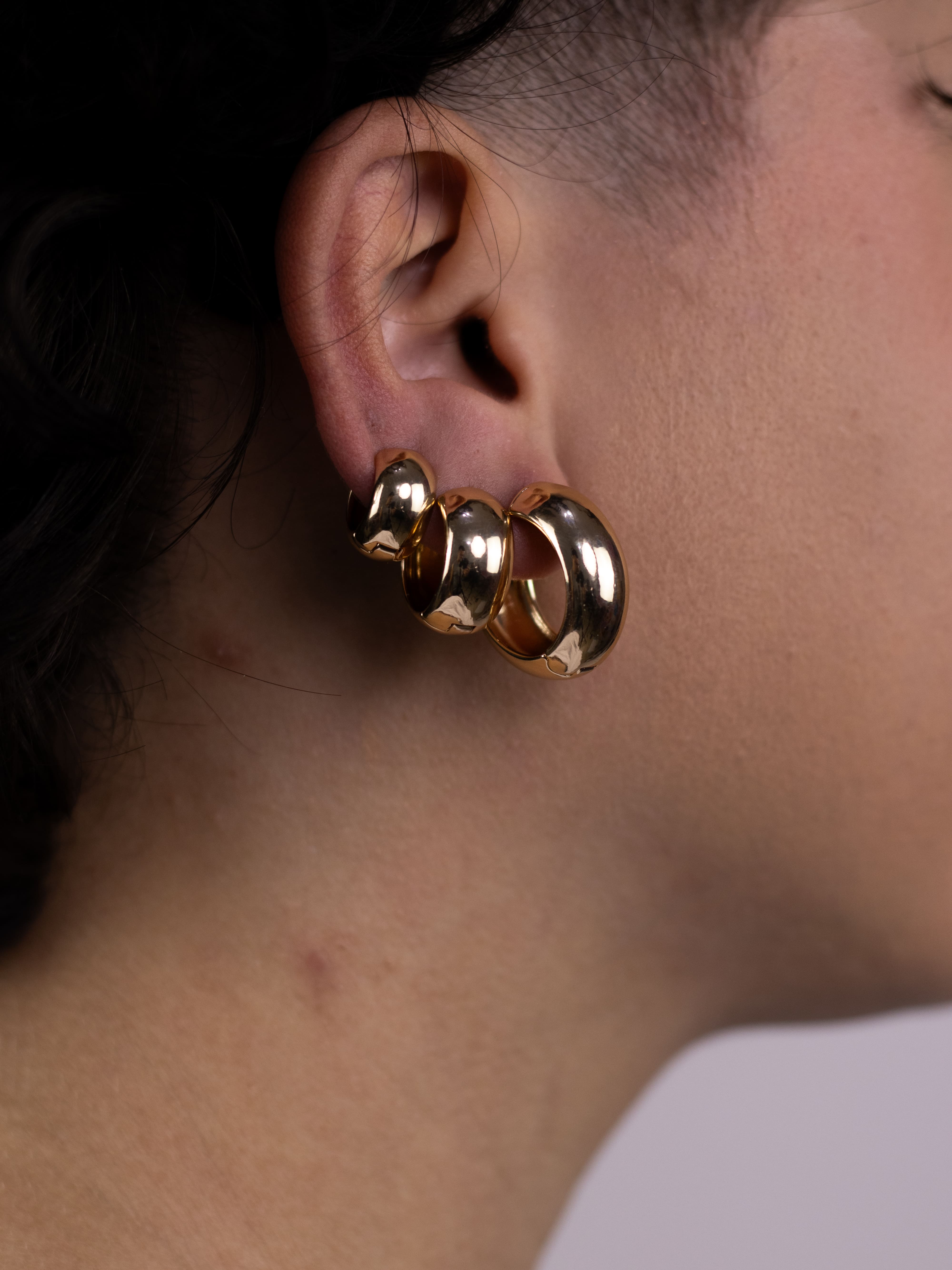 Brinco Trio Argolinha Lisa Dourada G