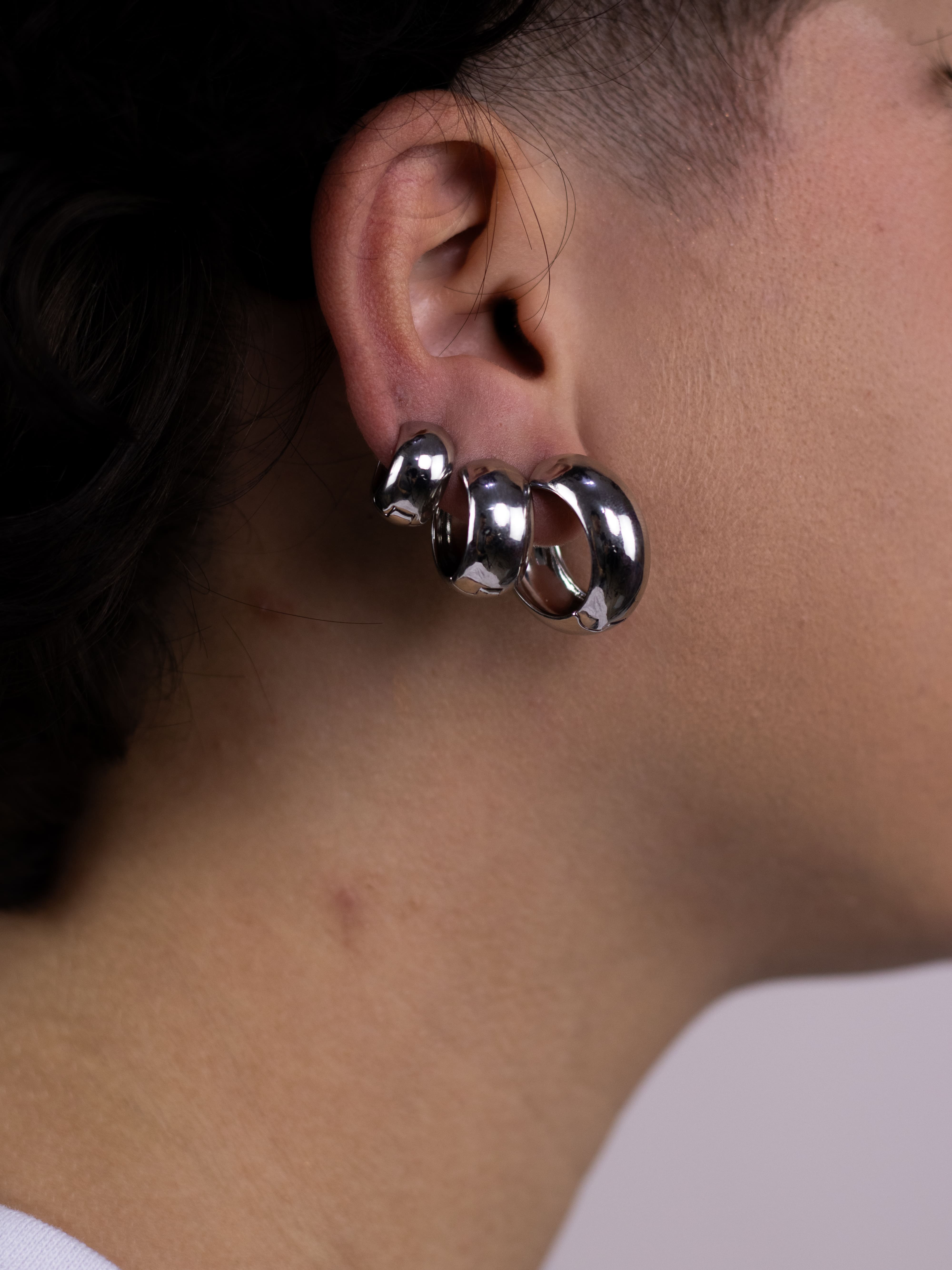 Brinco Trio Argolinha Lisa Prata G