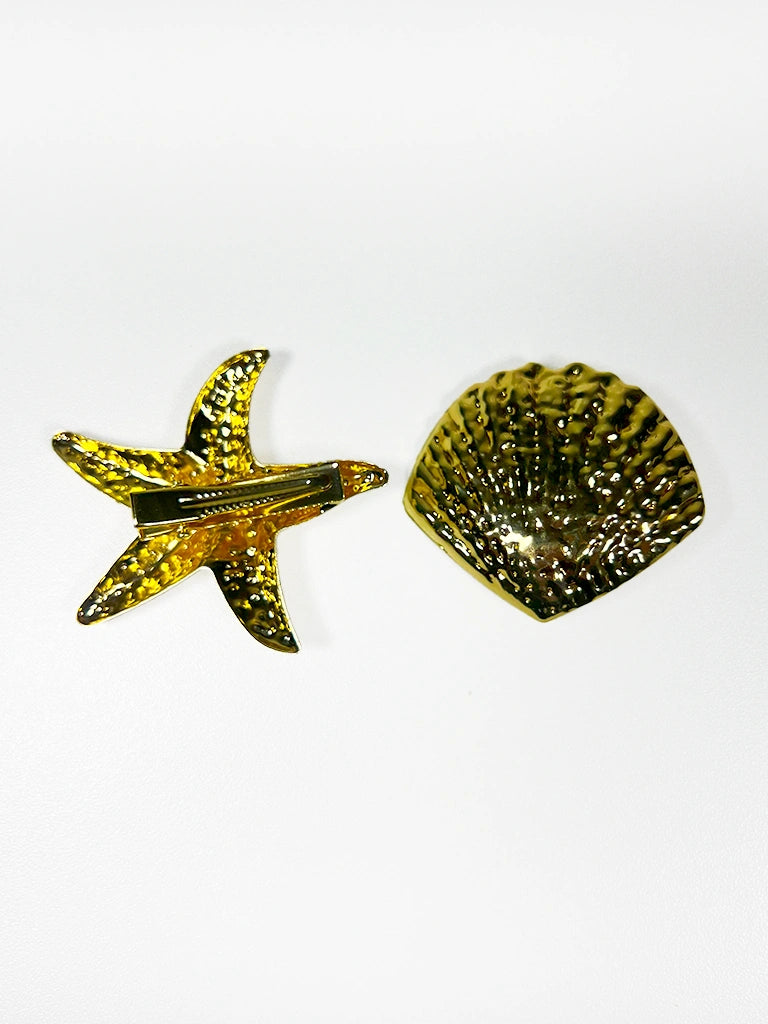 Kit de Presilha Dourada com Estrela e Concha