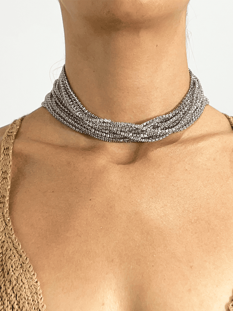 Colar Choker Mix de Correntes de Zircônia