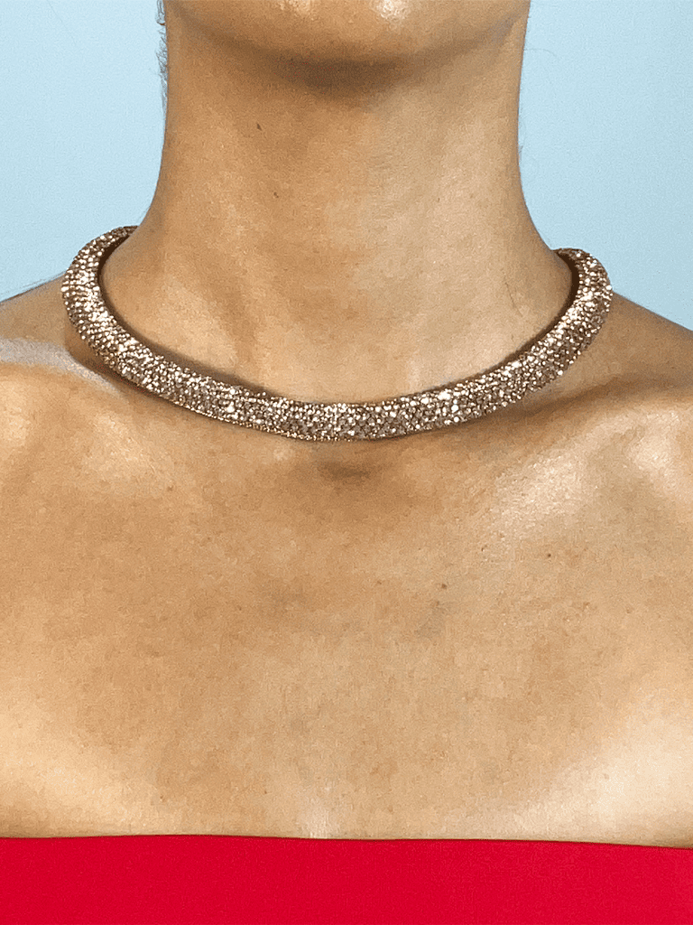 Choker Rosê Maleável com Strass