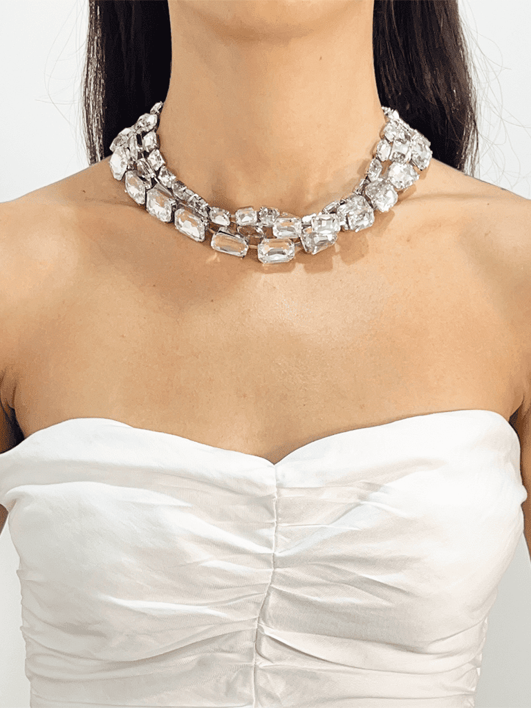 Colar Choker de Pedras de Cristais