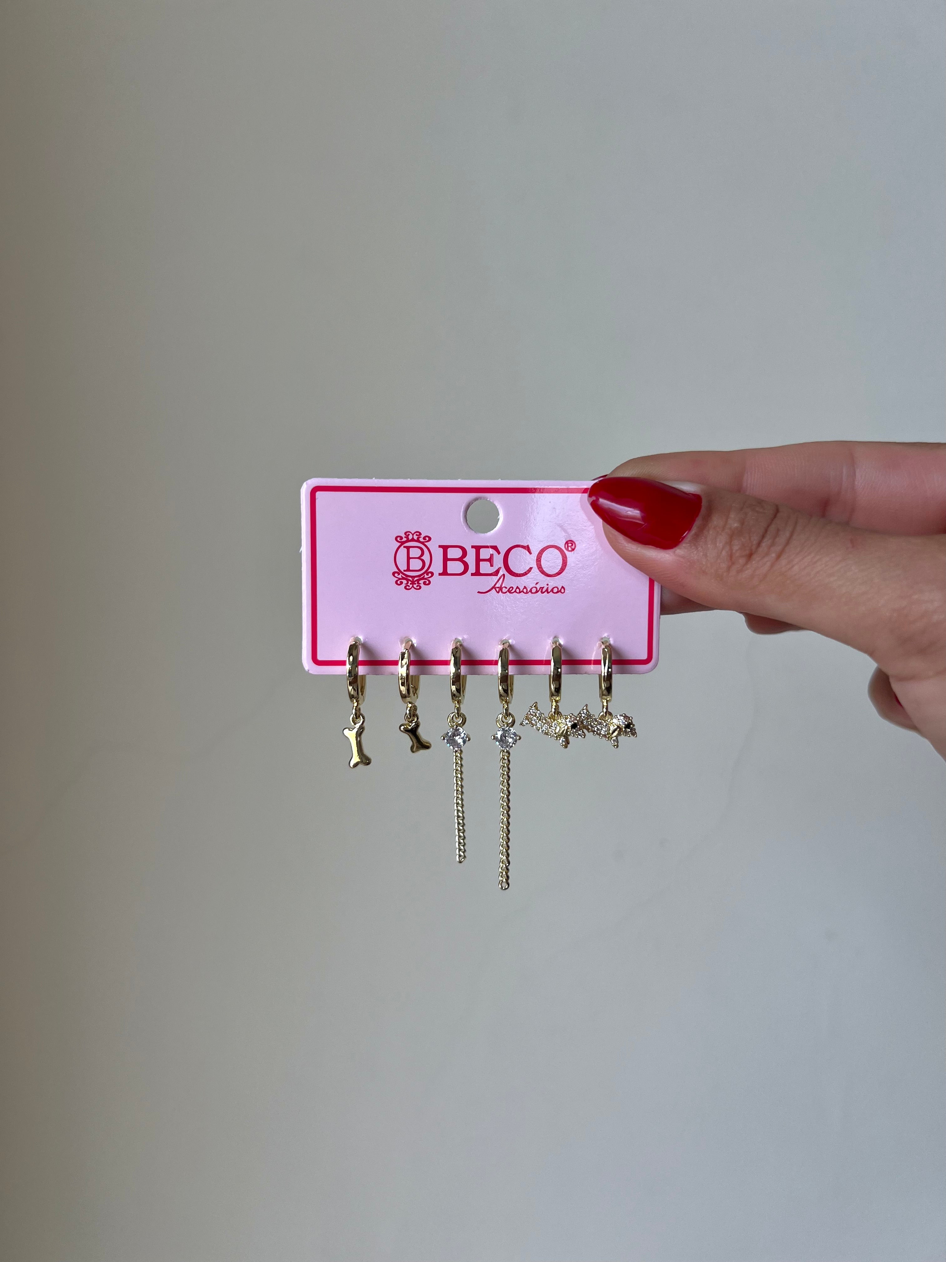 Kit De Brincos De Argola Com Pingentes Variados