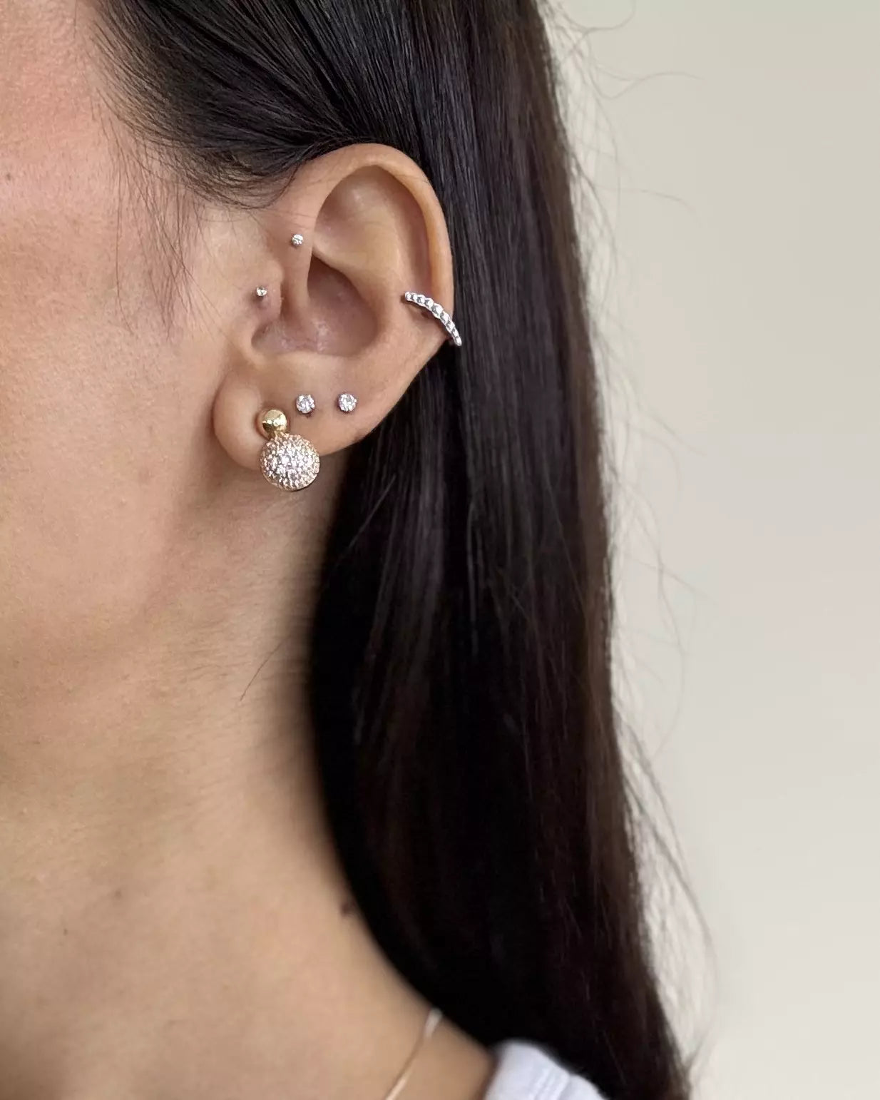 Conjunto Brinco E Colar Bola Cravejada