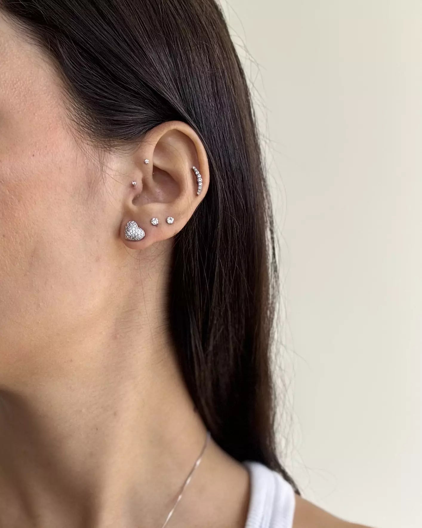 Conjunto Brinco e Colar Coração Cravejado