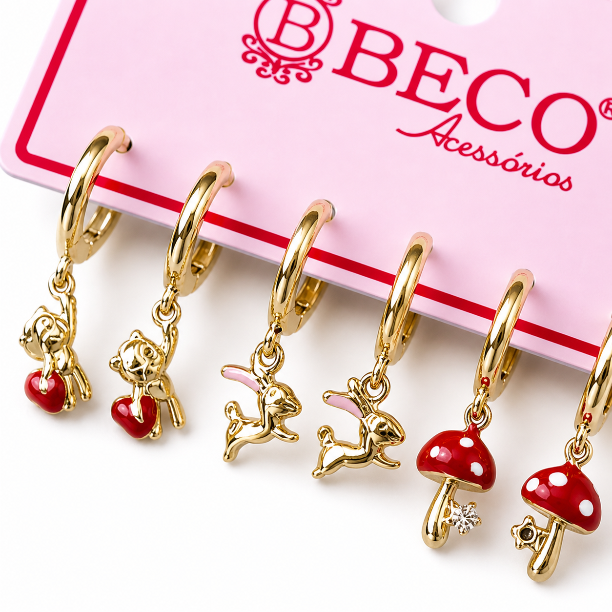 Kit de Brincos Encantos Cherry & Fun