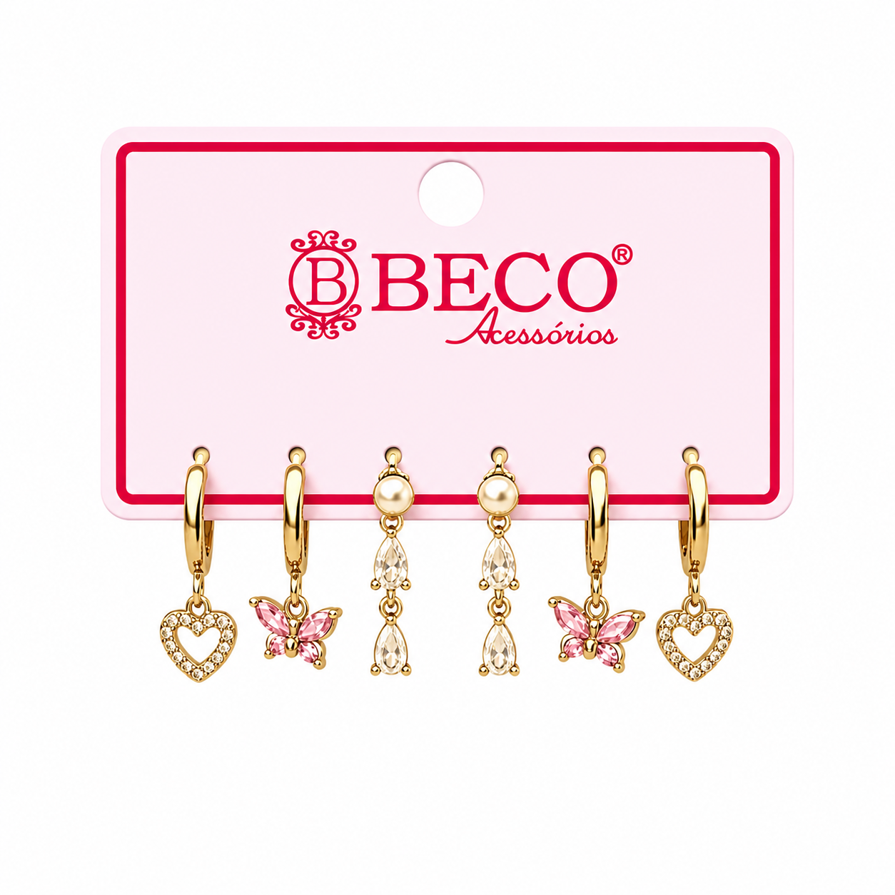 Kit de Brincos Pequenas com Pingentes Variados