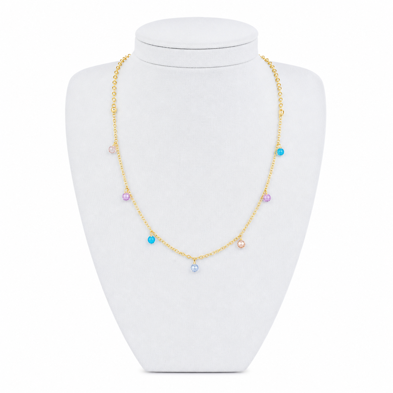 Choker Cristal Colorido Banhado a Ouro 18k