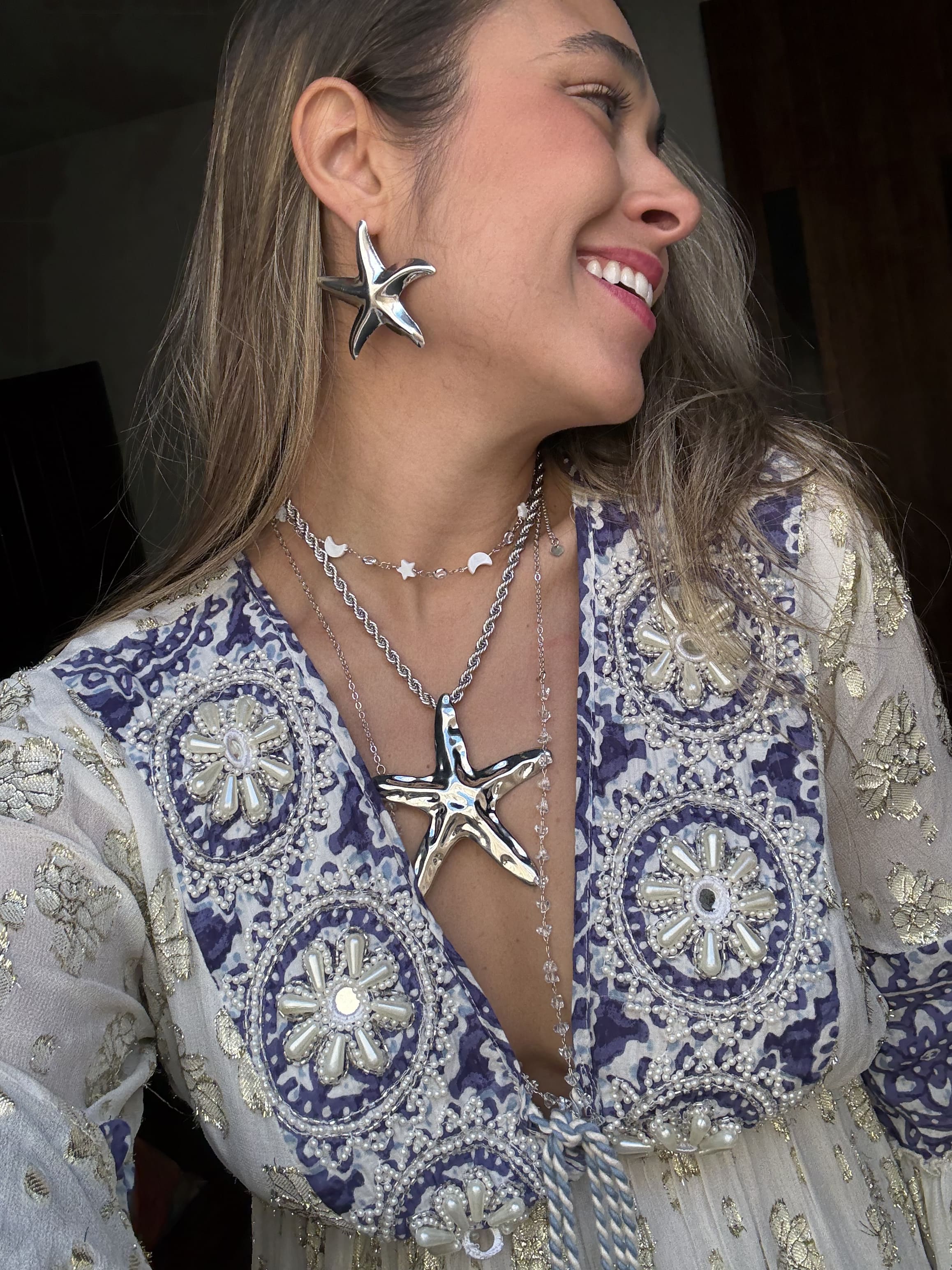 Brinco Estrela do Mar Prateado