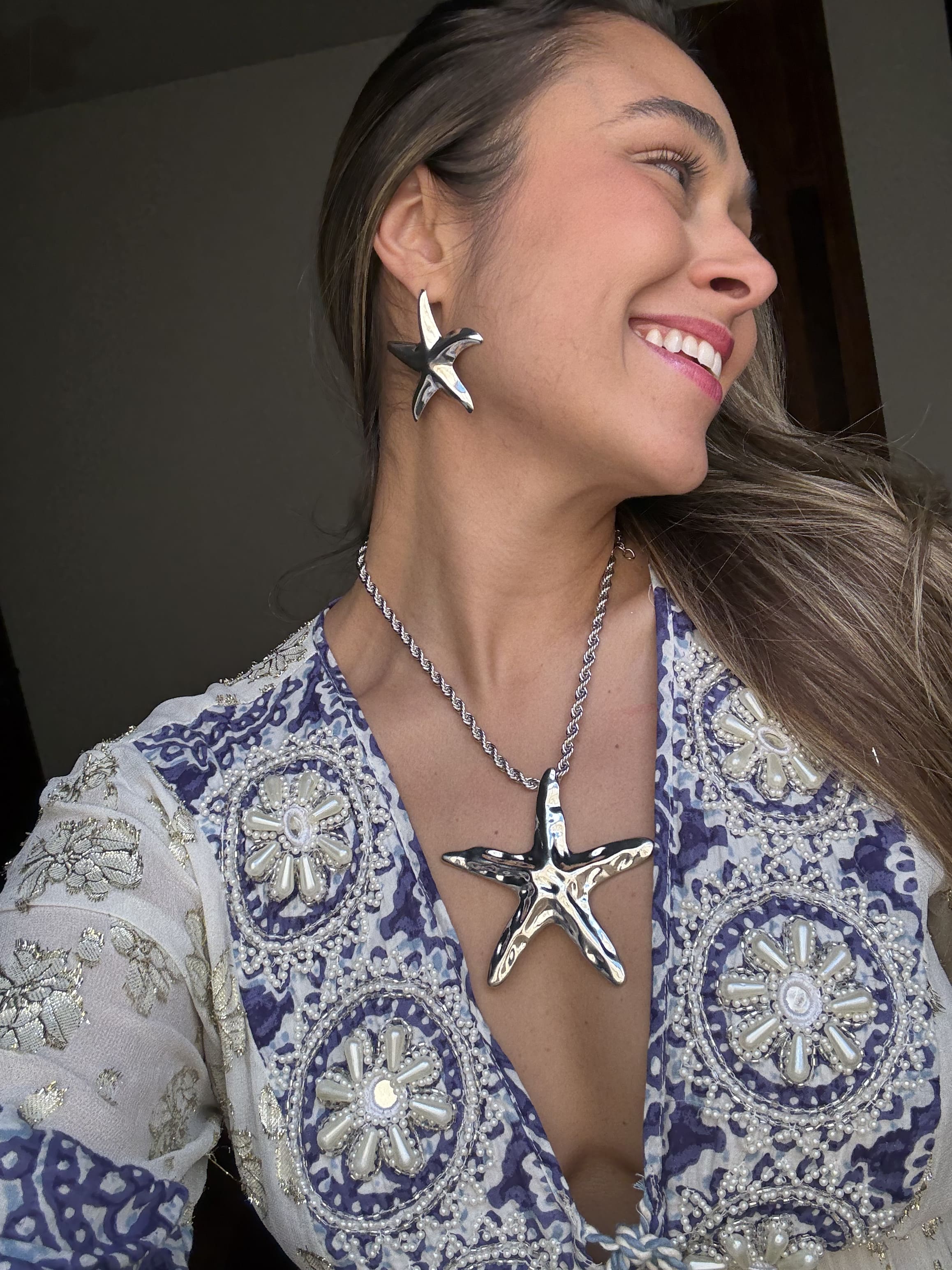 Brinco Estrela do Mar Prateado